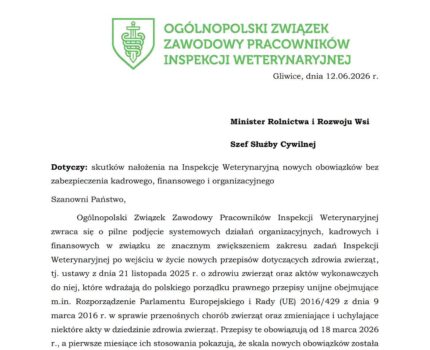 OZZPIW do Ministra Rolnictwa i Szefa Służby Cywilnej: potrzebne pilne działania systemowe