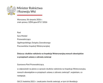 Komentarz OZZPIW do odpowiedzi Ministerstwa Rolnictwa i Rozwoju Wsi